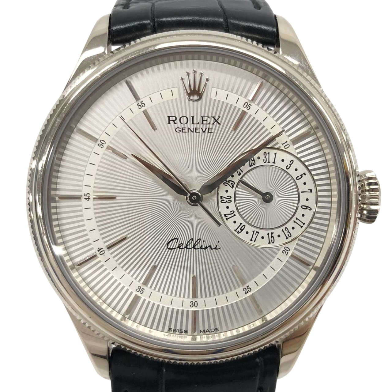 チェリーニ デイト 50519 自動巻き 750WG×革 シルバー